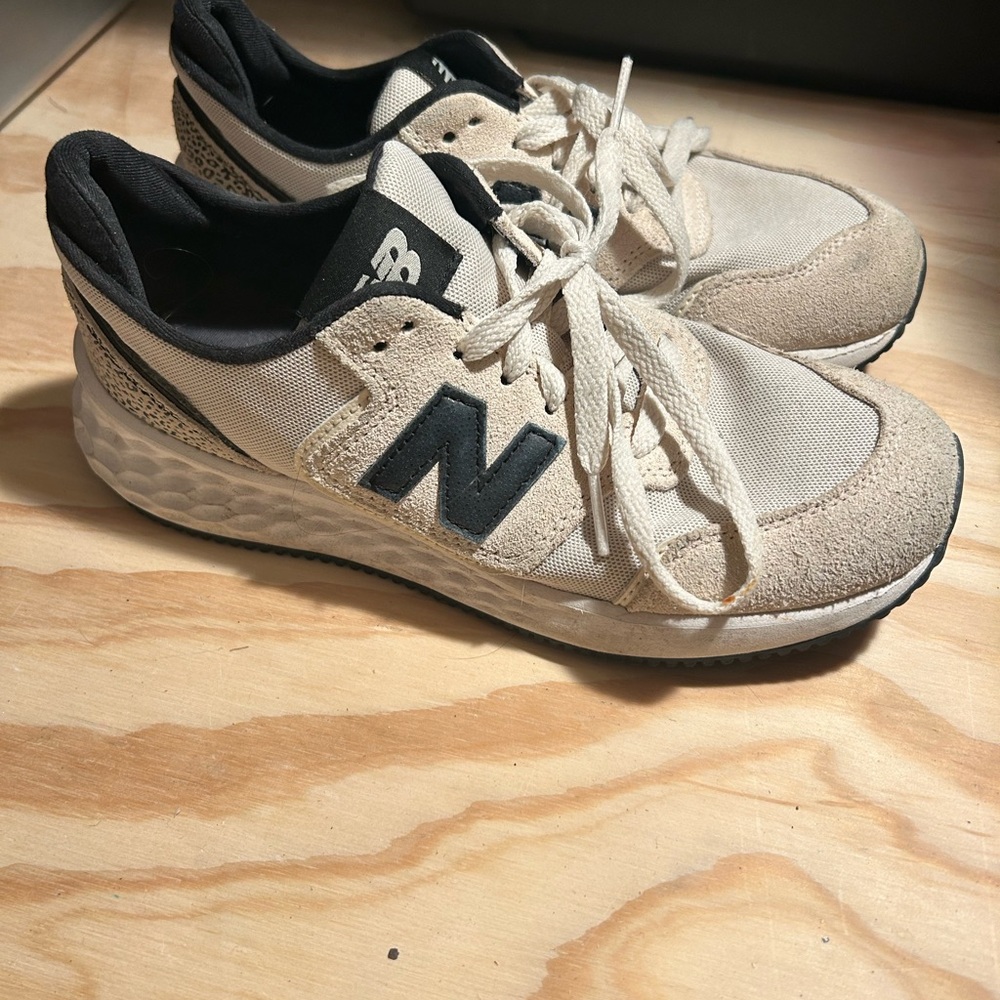 New Balance Cream and Black Athletic Shoes